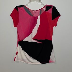 Geometric Pleated Neckline Top